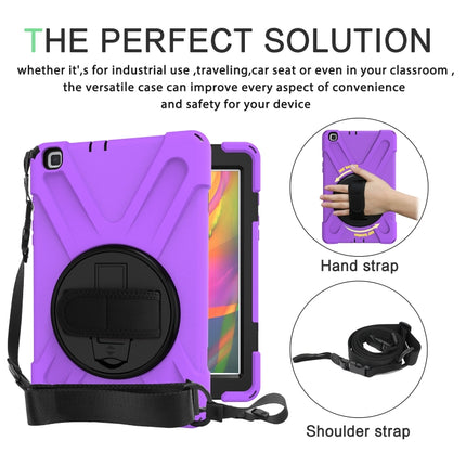 For Samsung Tab A 8.0(2019) T290 / T295 Shockproof Colorful Silicone + PC Protective Case with Holder & Hand Grip Strap(Purple)-garmade.com