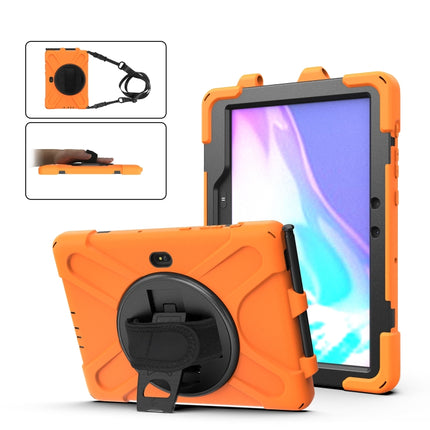For Samsung Galaxy Tab Active Pro T540 / T545 / Tab Active4 Pro Shockproof Colorful Silicone + PC Protective Case with Holder & Hand Grip Strap(Orange)-garmade.com