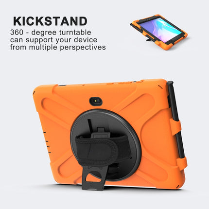For Samsung Galaxy Tab Active Pro T540 / T545 / Tab Active4 Pro Shockproof Colorful Silicone + PC Protective Case with Holder & Hand Grip Strap(Orange)-garmade.com