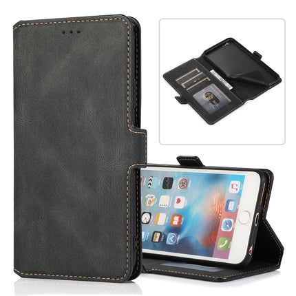 For iPhone 6 Retro Magnetic Closing Clasp Horizontal Flip Leather Case with Holder & Card Slots & Photo Frame & Wallet(Black)-garmade.com