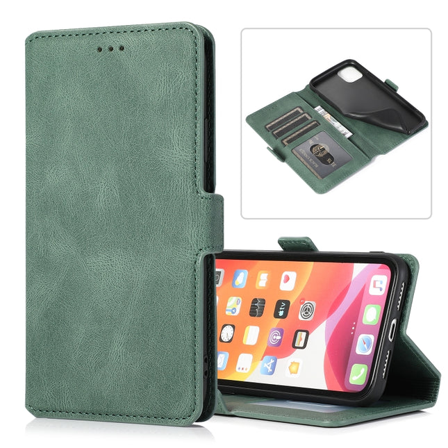 For iPhone 11 Retro Magnetic Closing Clasp Horizontal Flip Leather Case with Holder & Card Slots & Photo Frame & Wallet(Green)-garmade.com