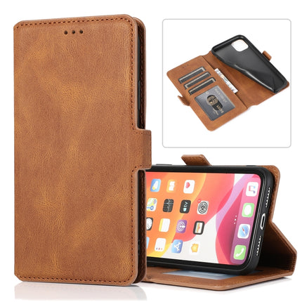 For iPhone 11 Retro Magnetic Closing Clasp Horizontal Flip Leather Case with Holder & Card Slots & Photo Frame & Wallet(Brown)-garmade.com