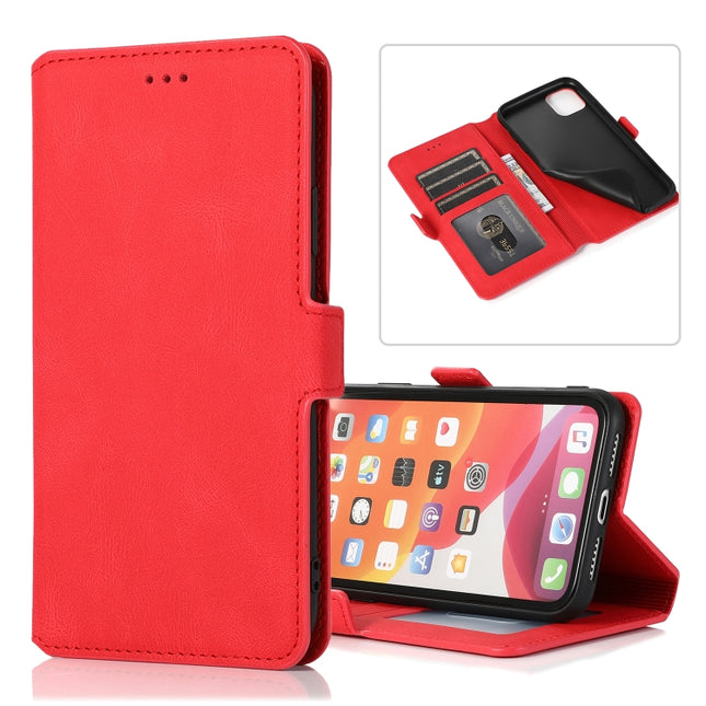 For iPhone 11 Retro Magnetic Closing Clasp Horizontal Flip Leather Case with Holder & Card Slots & Photo Frame & Wallet(Red)-garmade.com