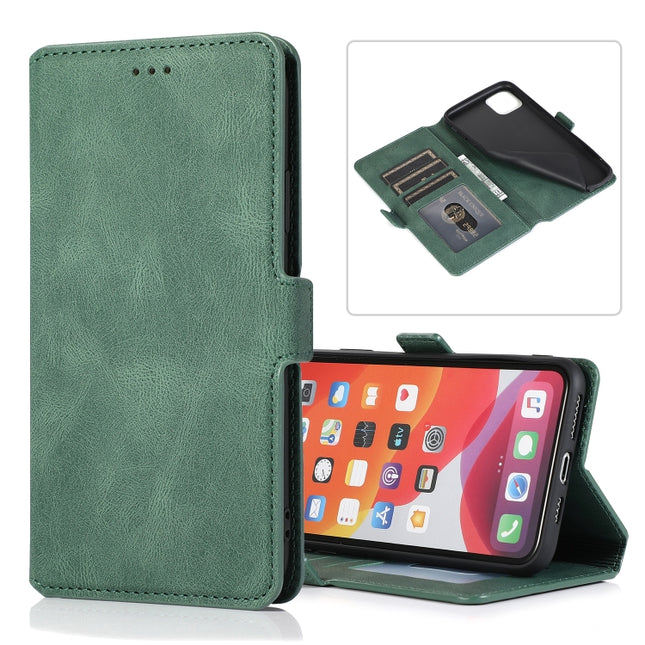 For iPhone 11 Pro Retro Magnetic Closing Clasp Horizontal Flip Leather Case with Holder & Card Slots & Photo Frame & Wallet(Green)-garmade.com