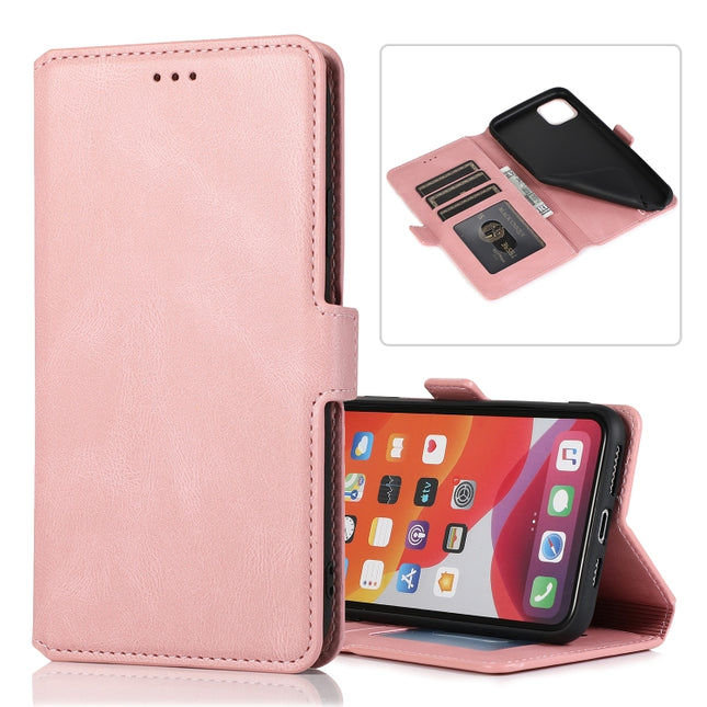 For iPhone 11 Pro Retro Magnetic Closing Clasp Horizontal Flip Leather Case with Holder & Card Slots & Photo Frame & Wallet(Rose Gold)-garmade.com