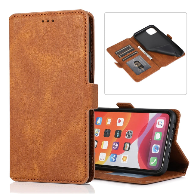 For iPhone 11 Pro Retro Magnetic Closing Clasp Horizontal Flip Leather Case with Holder & Card Slots & Photo Frame & Wallet(Brown)-garmade.com