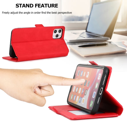 For iPhone 11 Pro Retro Magnetic Closing Clasp Horizontal Flip Leather Case with Holder & Card Slots & Photo Frame & Wallet(Red)-garmade.com