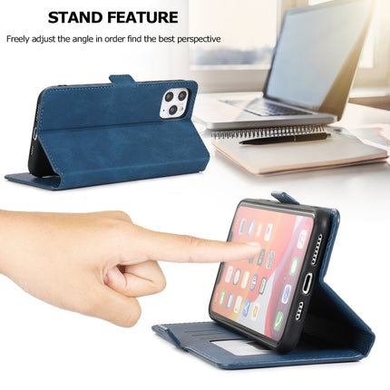 For iPhone 11 Pro Retro Magnetic Closing Clasp Horizontal Flip Leather Case with Holder & Card Slots & Photo Frame & Wallet(Navy Blue)-garmade.com