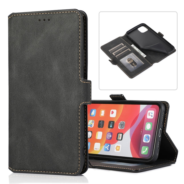 For iPhone 11 Pro Max Retro Magnetic Closing Clasp Horizontal Flip Leather Case with Holder & Card Slots & Photo Frame & Wallet(Black)-garmade.com