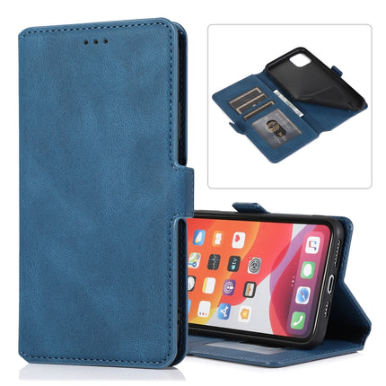 For iPhone 11 Pro Max Retro Magnetic Closing Clasp Horizontal Flip Leather Case with Holder & Card Slots & Photo Frame & Wallet(Navy Blue)-garmade.com