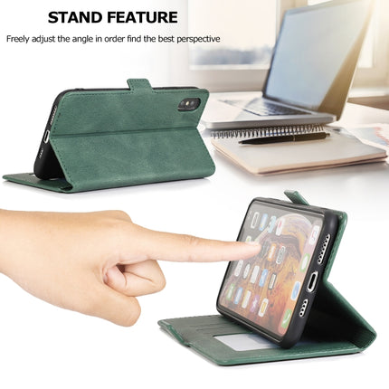 For iPhone XS / X Retro Magnetic Closing Clasp Horizontal Flip Leather Case with Holder & Card Slots & Photo Frame & Wallet(Green)-garmade.com