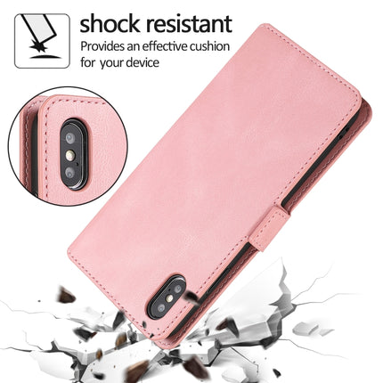 For iPhone XS / X Retro Magnetic Closing Clasp Horizontal Flip Leather Case with Holder & Card Slots & Photo Frame & Wallet(Rose Gold)-garmade.com