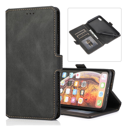 For iPhone XS / X Retro Magnetic Closing Clasp Horizontal Flip Leather Case with Holder & Card Slots & Photo Frame & Wallet(Black)-garmade.com