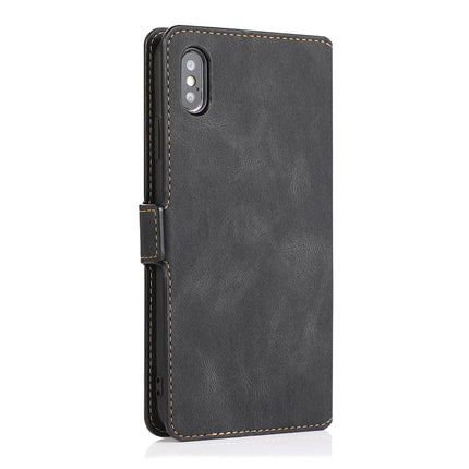 For iPhone XS / X Retro Magnetic Closing Clasp Horizontal Flip Leather Case with Holder & Card Slots & Photo Frame & Wallet(Black)-garmade.com