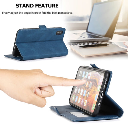 For iPhone XS / X Retro Magnetic Closing Clasp Horizontal Flip Leather Case with Holder & Card Slots & Photo Frame & Wallet(Navy Blue)-garmade.com