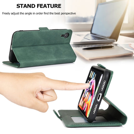 For iPhone XR Retro Magnetic Closing Clasp Horizontal Flip Leather Case with Holder & Card Slots & Photo Frame & Wallet(Green)-garmade.com
