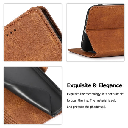 For iPhone XR Retro Magnetic Closing Clasp Horizontal Flip Leather Case with Holder & Card Slots & Photo Frame & Wallet(Brown)-garmade.com