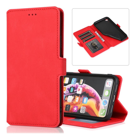 For iPhone XR Retro Magnetic Closing Clasp Horizontal Flip Leather Case with Holder & Card Slots & Photo Frame & Wallet(Red)-garmade.com