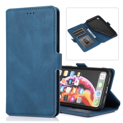 For iPhone XR Retro Magnetic Closing Clasp Horizontal Flip Leather Case with Holder & Card Slots & Photo Frame & Wallet(Navy Blue)-garmade.com