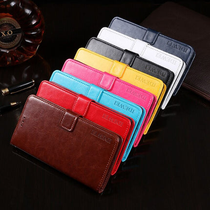 For iPhone XS dewei Crazy Horse Texture Horizontal Flip Leather Case with Holder & Card Slots & Wallet(Blue)-garmade.com