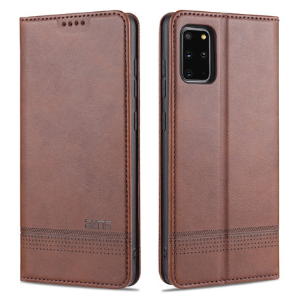 For Samsung Galaxy S20+ AZNS Magnetic Calf Texture Horizontal Flip Leather Case with Card Slots & Holder & Wallet(Dark Brown)-garmade.com