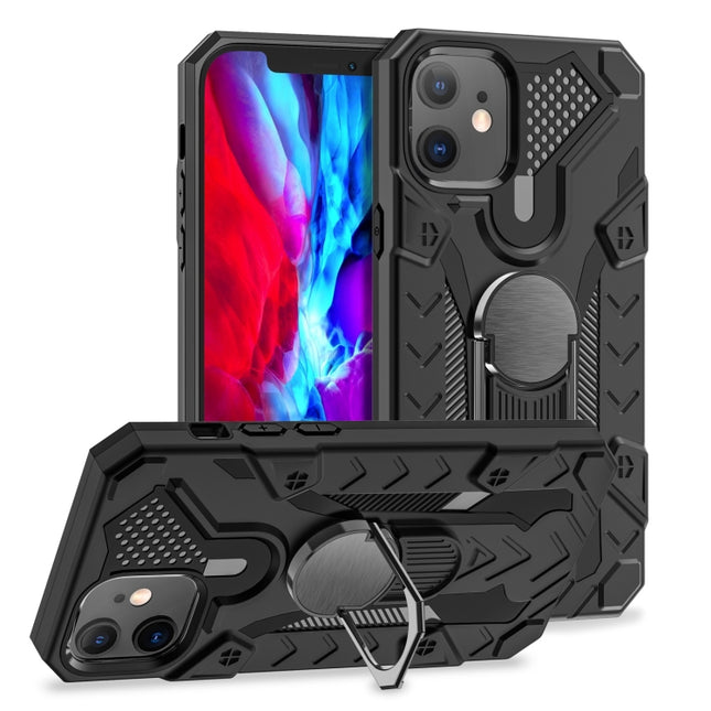 For iPhone 12 mini Iron Knight Series 2 in 1 PC + TPU Phone Case with Ring Holder(Black)-garmade.com