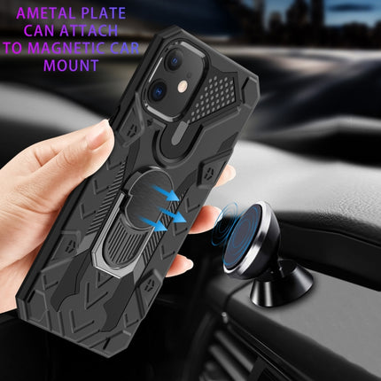 For iPhone 12 mini Iron Knight Series 2 in 1 PC + TPU Phone Case with Ring Holder(Black)-garmade.com
