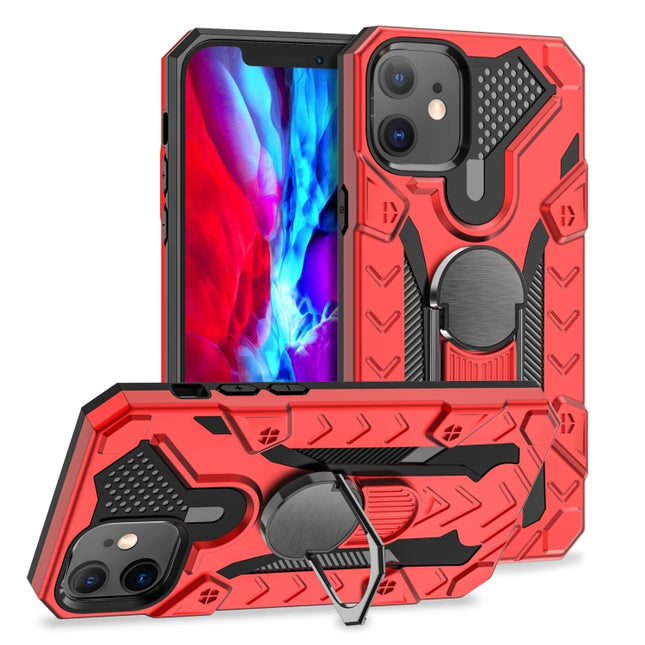For iPhone 12 mini Iron Knight Series 2 in 1 PC + TPU Phone Case with Ring Holder(Red)-garmade.com