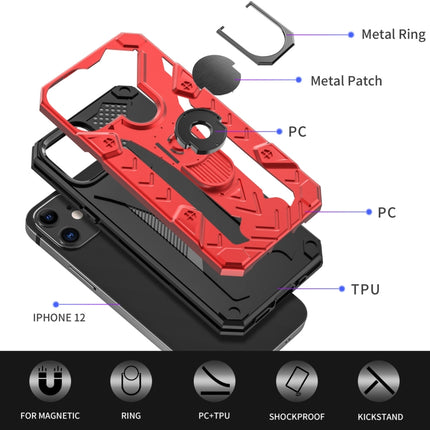 For iPhone 12 mini Iron Knight Series 2 in 1 PC + TPU Phone Case with Ring Holder(Red)-garmade.com