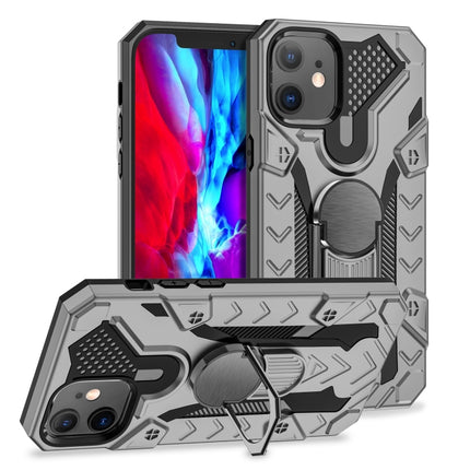 For iPhone 12 mini Iron Knight Series 2 in 1 PC + TPU Phone Case with Ring Holder(Grey)-garmade.com
