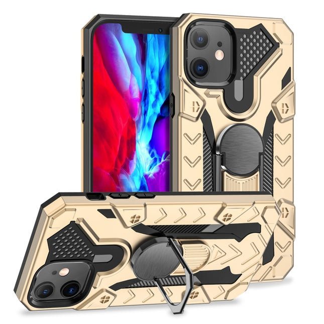 For iPhone 12 mini Iron Knight Series 2 in 1 PC + TPU Phone Case with Ring Holder(Gold)-garmade.com