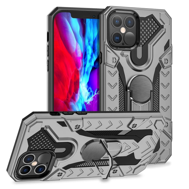 For iPhone 12 / 12 Pro Iron Knight Series 2 in 1 PC + TPU Phone Case with Ring Holder(Grey)-garmade.com