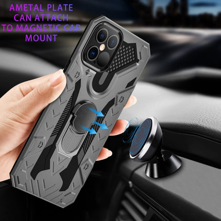 For iPhone 12 / 12 Pro Iron Knight Series 2 in 1 PC + TPU Phone Case with Ring Holder(Grey)-garmade.com