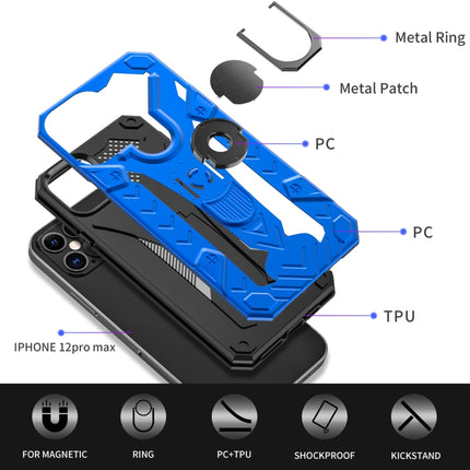 For iPhone 12 / 12 Pro Iron Knight Series 2 in 1 PC + TPU Phone Case with Ring Holder(Blue)-garmade.com