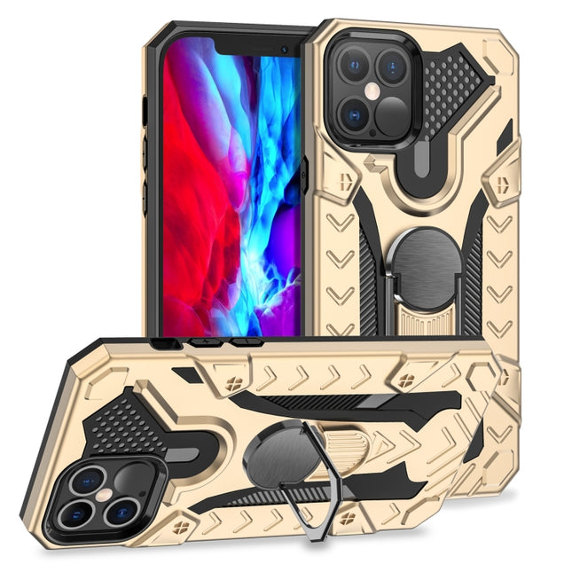 For iPhone 12 / 12 Pro Iron Knight Series 2 in 1 PC + TPU Phone Case with Ring Holder(Gold)-garmade.com