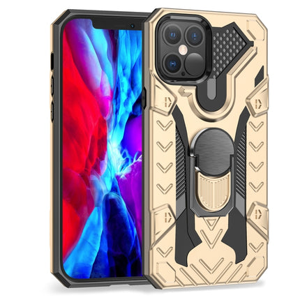 For iPhone 12 / 12 Pro Iron Knight Series 2 in 1 PC + TPU Phone Case with Ring Holder(Gold)-garmade.com