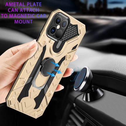 For iPhone 12 / 12 Pro Iron Knight Series 2 in 1 PC + TPU Phone Case with Ring Holder(Gold)-garmade.com