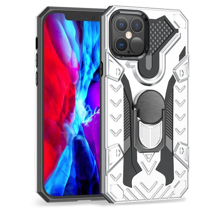For iPhone 12 / 12 Pro Iron Knight Series 2 in 1 PC + TPU Phone Case with Ring Holder(Silver)-garmade.com