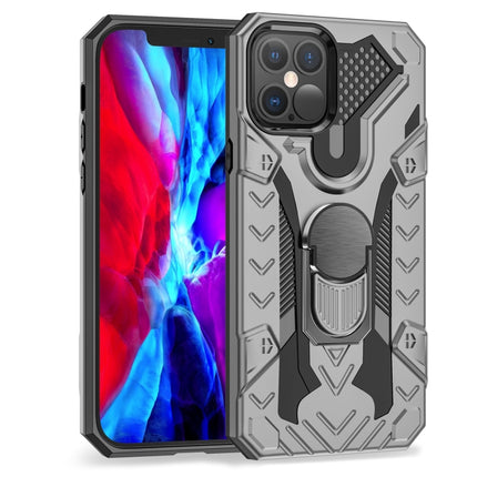 For iPhone 12 Pro Max Iron Knight Series 2 in 1 PC + TPU Phone Case with Ring Holder(Grey)-garmade.com
