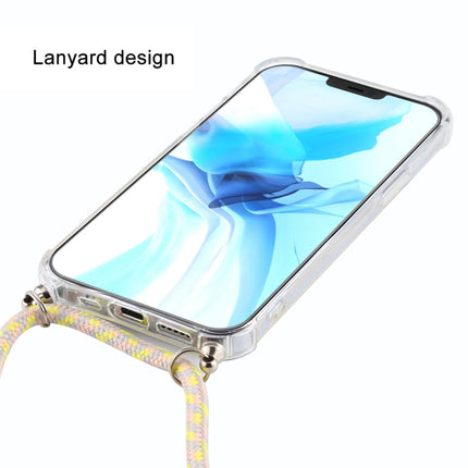 For iPhone 12 / 12 Pro Four-Corner Shockproof Transparent TPU Case with Lanyard(Grey Yellow)-garmade.com