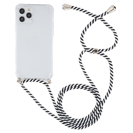 For iPhone 12 Pro Max Four-Corner Shockproof Transparent TPU Case with Lanyard(Zebra)-garmade.com