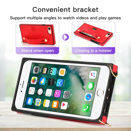 For iPhone 6 Wrist Strap PU+TPU Shockproof Protective Case with Crossbody Lanyard & Holder & Card Slot(Rose Gold)-garmade.com