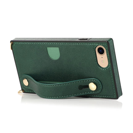 For iPhone 6 Wrist Strap PU+TPU Shockproof Protective Case with Crossbody Lanyard & Holder & Card Slot(Green)-garmade.com