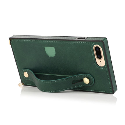 For iPhone 6 Plus Wrist Strap PU+TPU Shockproof Protective Case with Crossbody Lanyard & Holder & Card Slot(Green)-garmade.com
