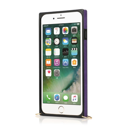 For iPhone 6 Plus Wrist Strap PU+TPU Shockproof Protective Case with Crossbody Lanyard & Holder & Card Slot(Purple)-garmade.com
