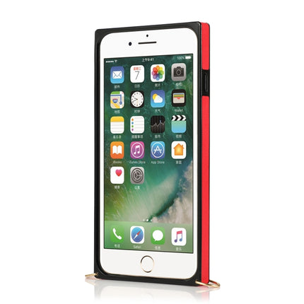 For iPhone 6 Plus Wrist Strap PU+TPU Shockproof Protective Case with Crossbody Lanyard & Holder & Card Slot(Red)-garmade.com
