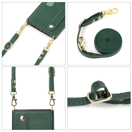 For iPhone 11 Wrist Strap PU+TPU Shockproof Protective Case with Crossbody Lanyard & Holder & Card Slot(Green)-garmade.com