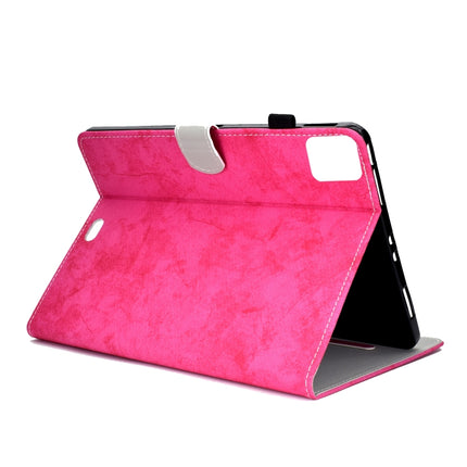 For iPad Air 2022 / 2020 10.9 Marble Style Cloth Texture Leather Case with Bracket & Card Slot & Pen Slot & Anti Skid Strip(Rose Red)-garmade.com