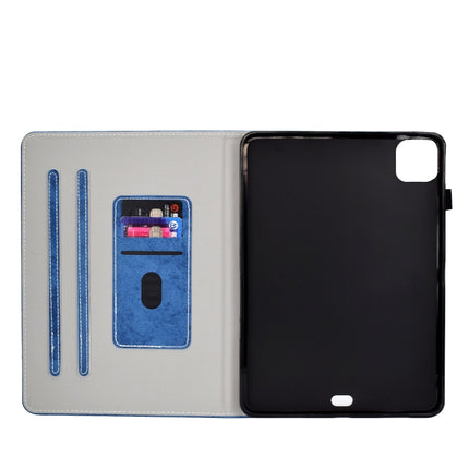 For iPad Air 2022 / 2020 10.9 Marble Style Cloth Texture Leather Case with Bracket & Card Slot & Pen Slot & Anti Skid Strip(Blue)-garmade.com