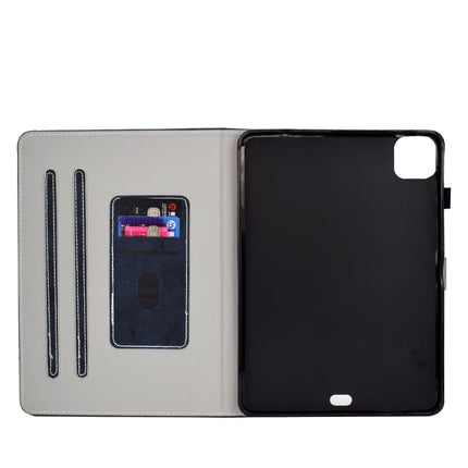 For iPad Air 2022 / 2020 10.9 Marble Style Cloth Texture Leather Case with Bracket & Card Slot & Pen Slot & Anti Skid Strip(Dark Blue)-garmade.com